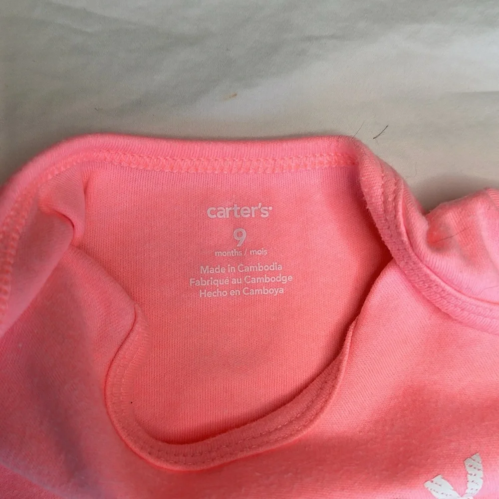 Carter's size 9 months bundle Pink and White Bodysuits Set for Everyday Comfort.